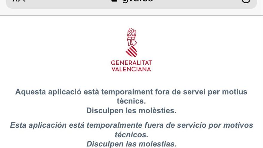 La página web de la Generalitat se bloquea durante horas en el arranque del plazo de petición de ayudas del Plan Resistir